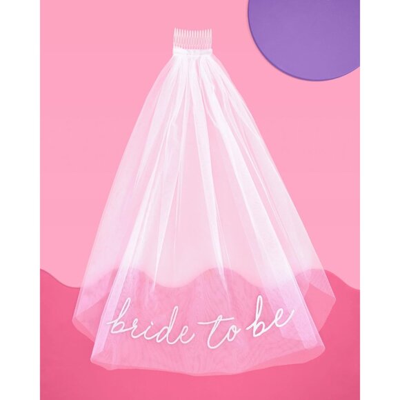 Bachelorette Bride To Be Embroidered Veil | BachParty Accessory For Brides - Picture 4 of 4
